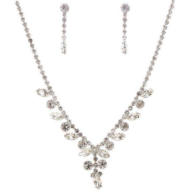 Diacly - Y Shape Marquise Circle Rhinestone Necklace Set