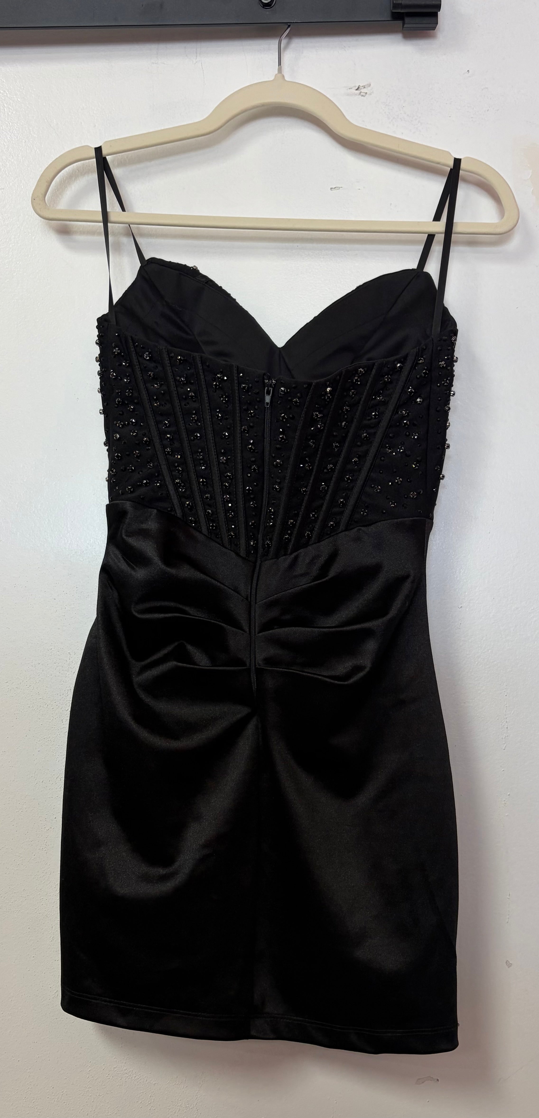 Windsor Black Rhinestone Corset Mini Dress