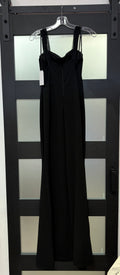 Windsor Black Mesh Strap Mermaid Formal Gown with Draped Neckline