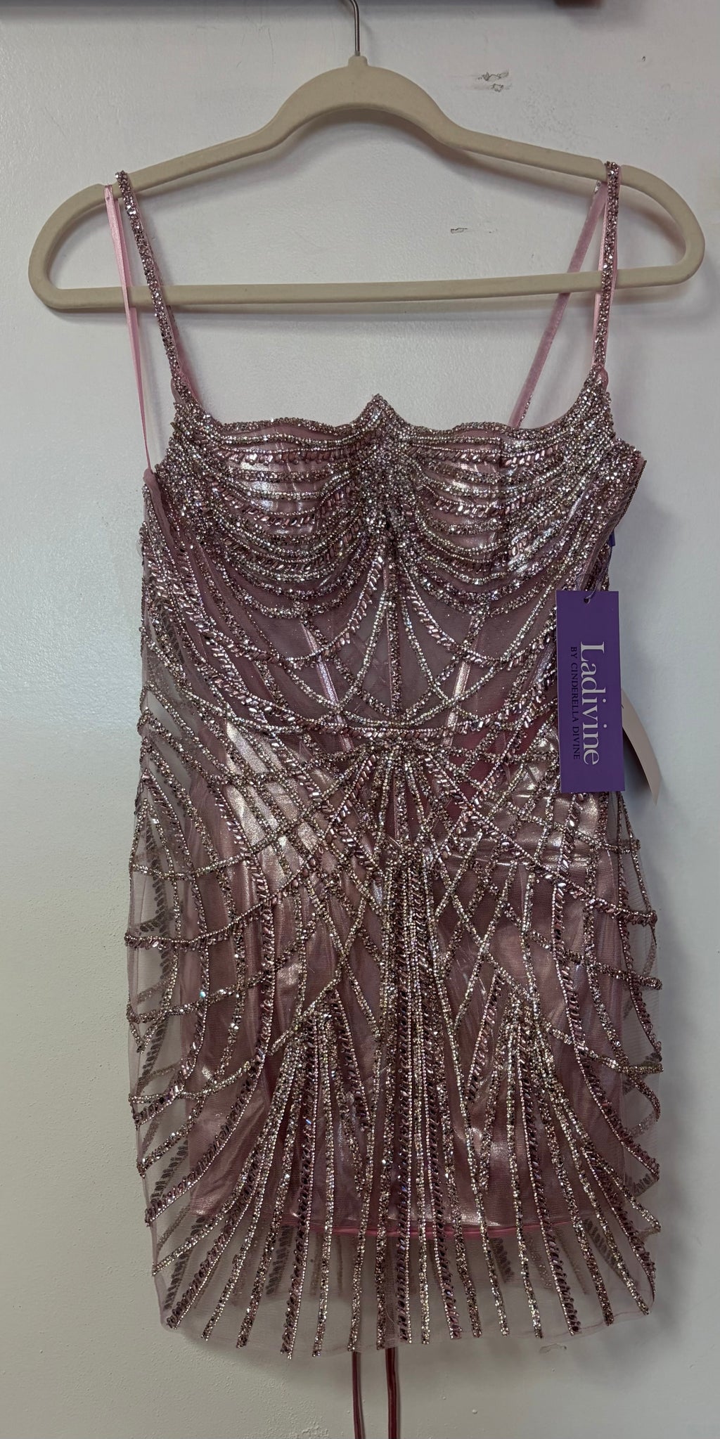 Ladivine by Cinderella Divine - CRYSTAL METALLIC FITTED MINI SHORT DRESS