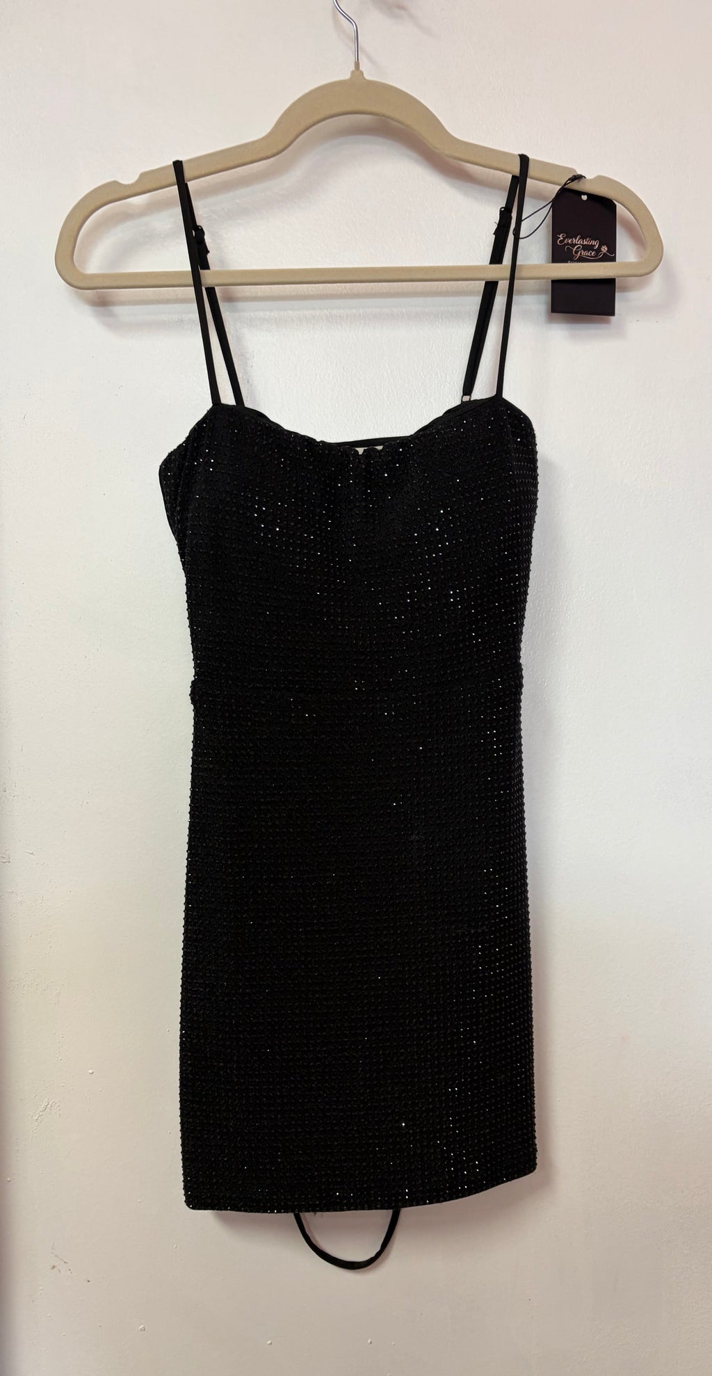 Black Rhinestone Bodycon Mini Dress