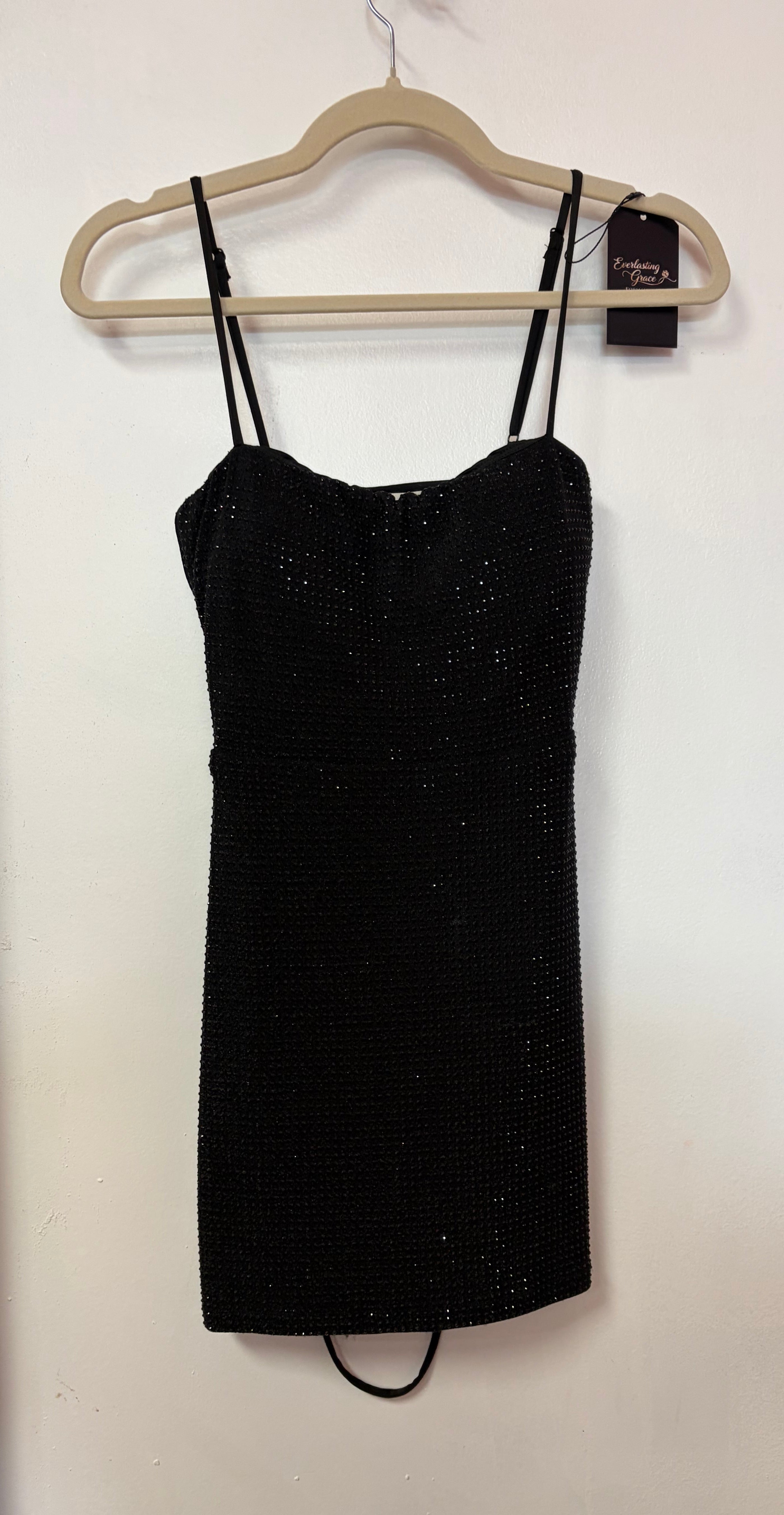 Black Rhinestone Bodycon Mini Dress