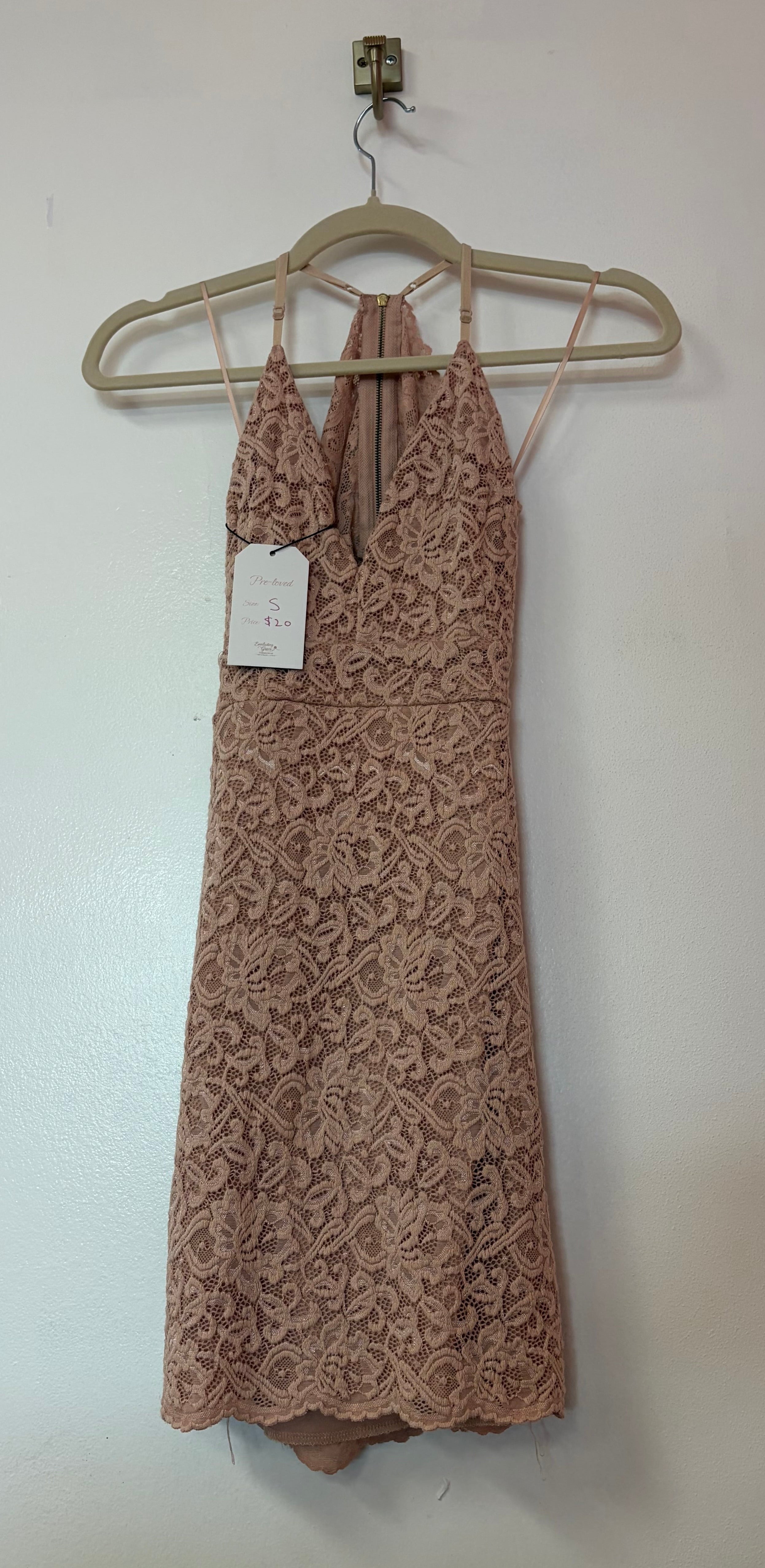 Windsor Dusty Rose Lace Halter Dress