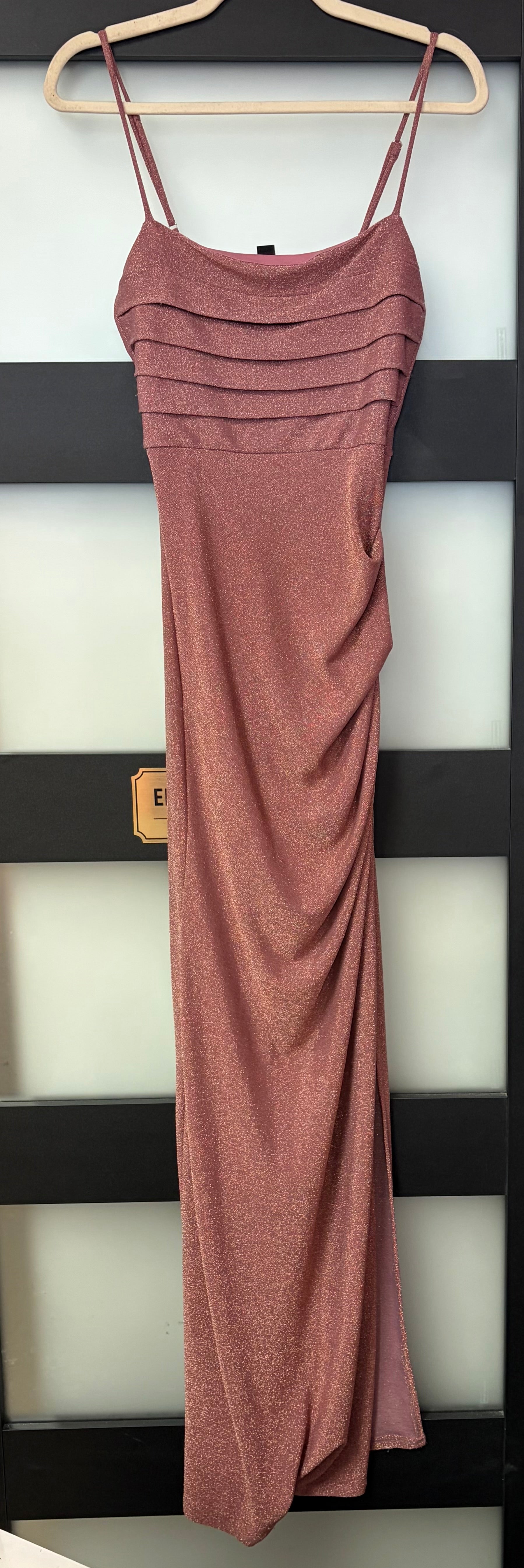 Windsor Rose Gold Glitter Ruched Formal Gown
