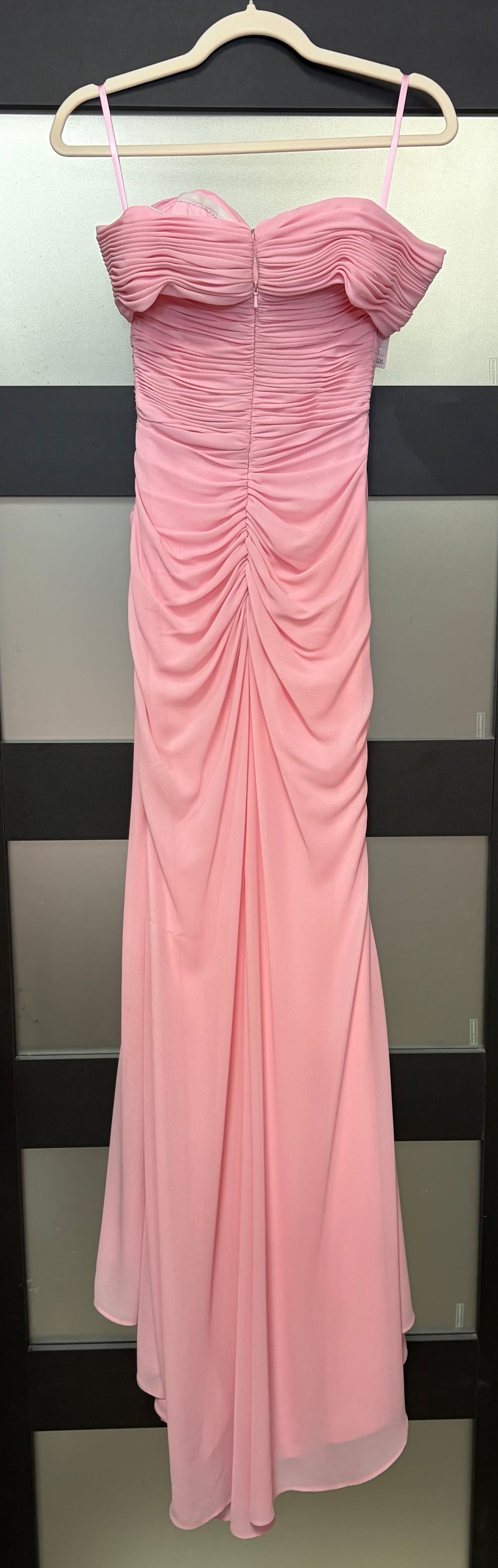 Ashley Lauren 11136 Blush Pink Off-the-Shoulder Ruched Evening Gown