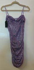 Lavender Sequin Ruched Bodycon Homecoming Dress Sparkly Cocktail Mini