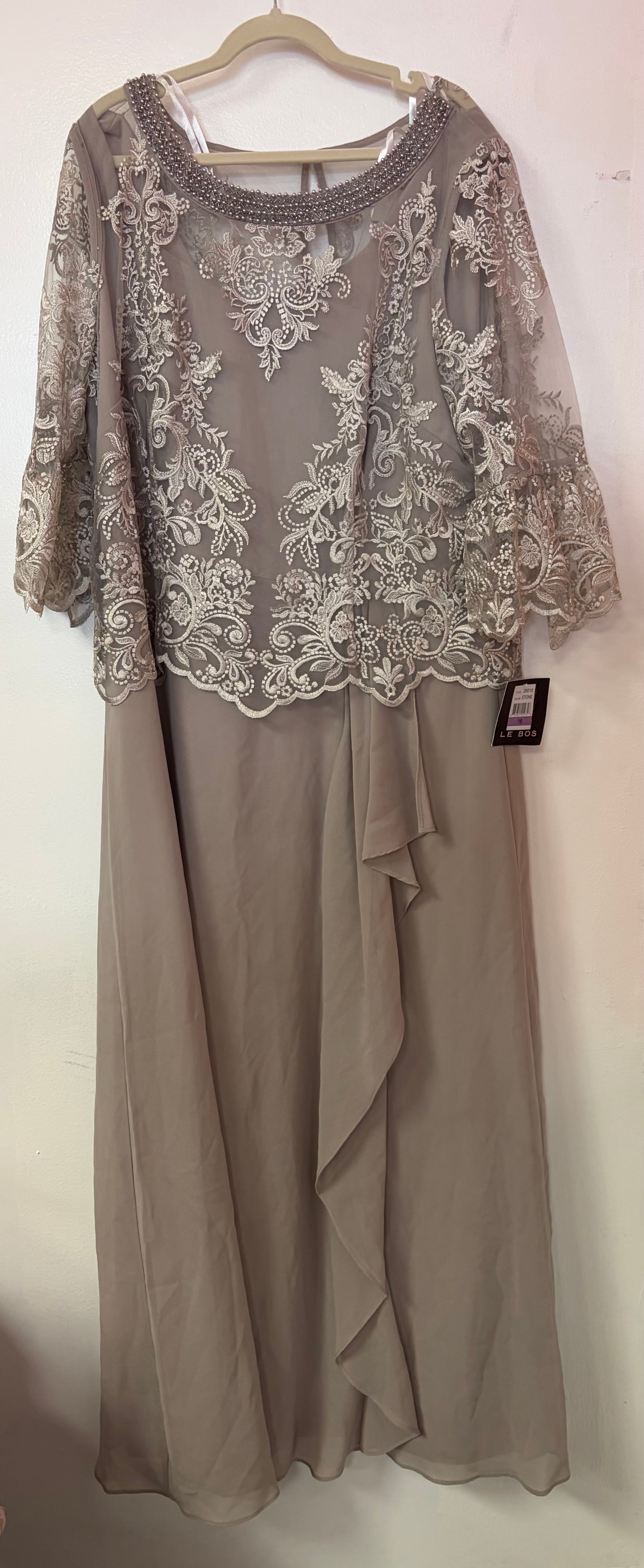 Le Bos 28010 Taupe Embroidered Chiffon Mother of the Bride Gown