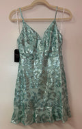 Lulus Seafoam Blue Sequin Fit & Flare Homecoming Dress
