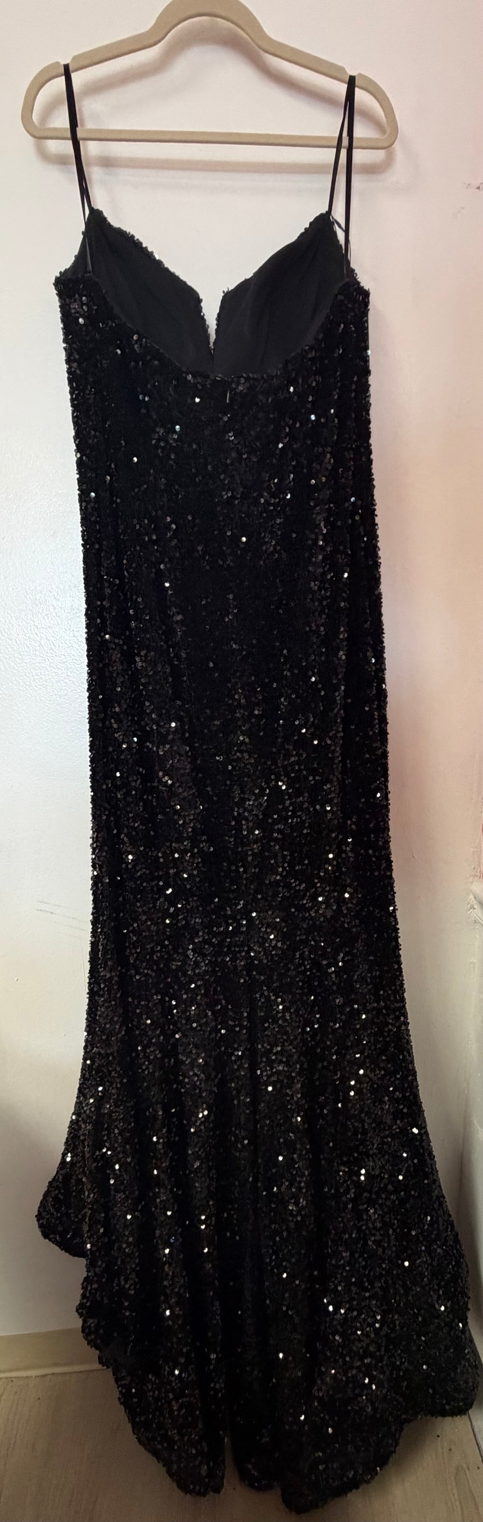 Portia & Scarlett PS2120 Strapless Black Sequin Mermaid Prom Gown