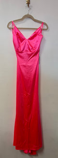 Amoris by Cinderella Divine Hot Pink Satin Maxi Dress with Open Back