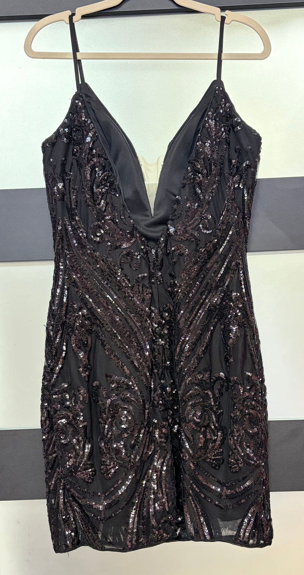 Jovani (?) Black Sequin Plunging Mini Dress