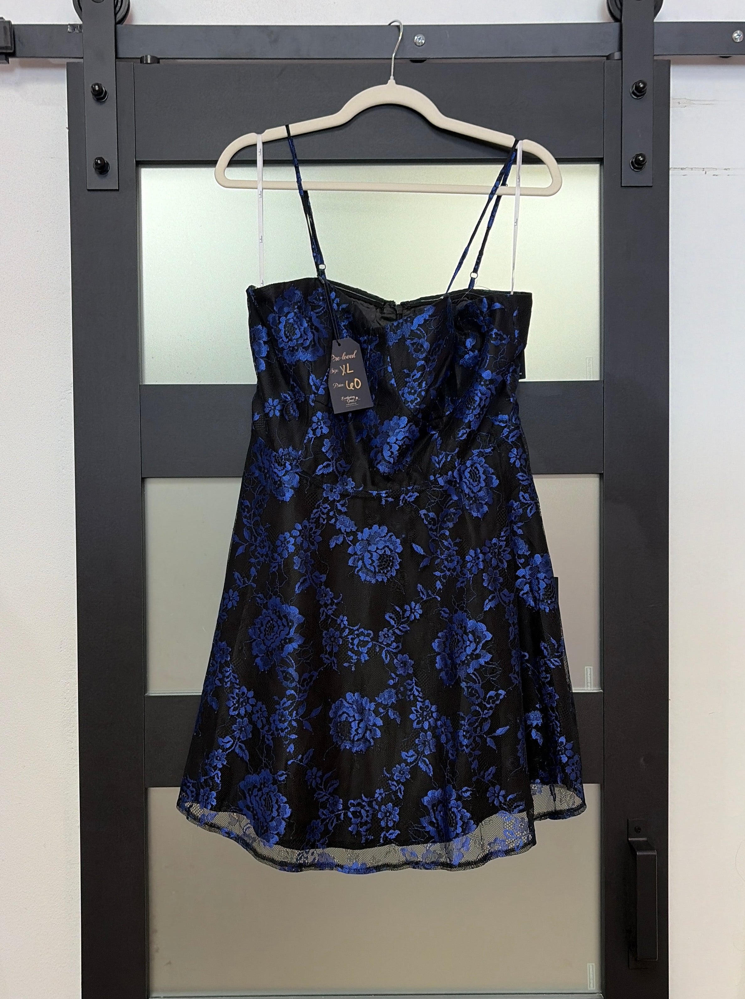 Lulus Midnight Bloom Black & Royal Blue Floral Cocktail Dress
