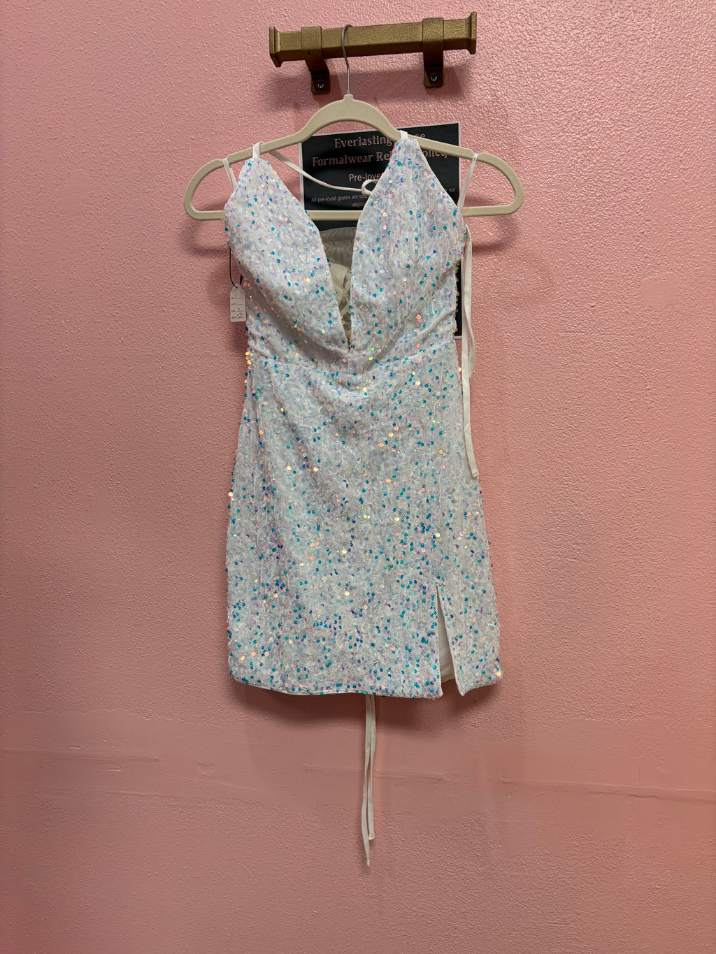 Iridescent Sequin Lace-Up Mini Dress