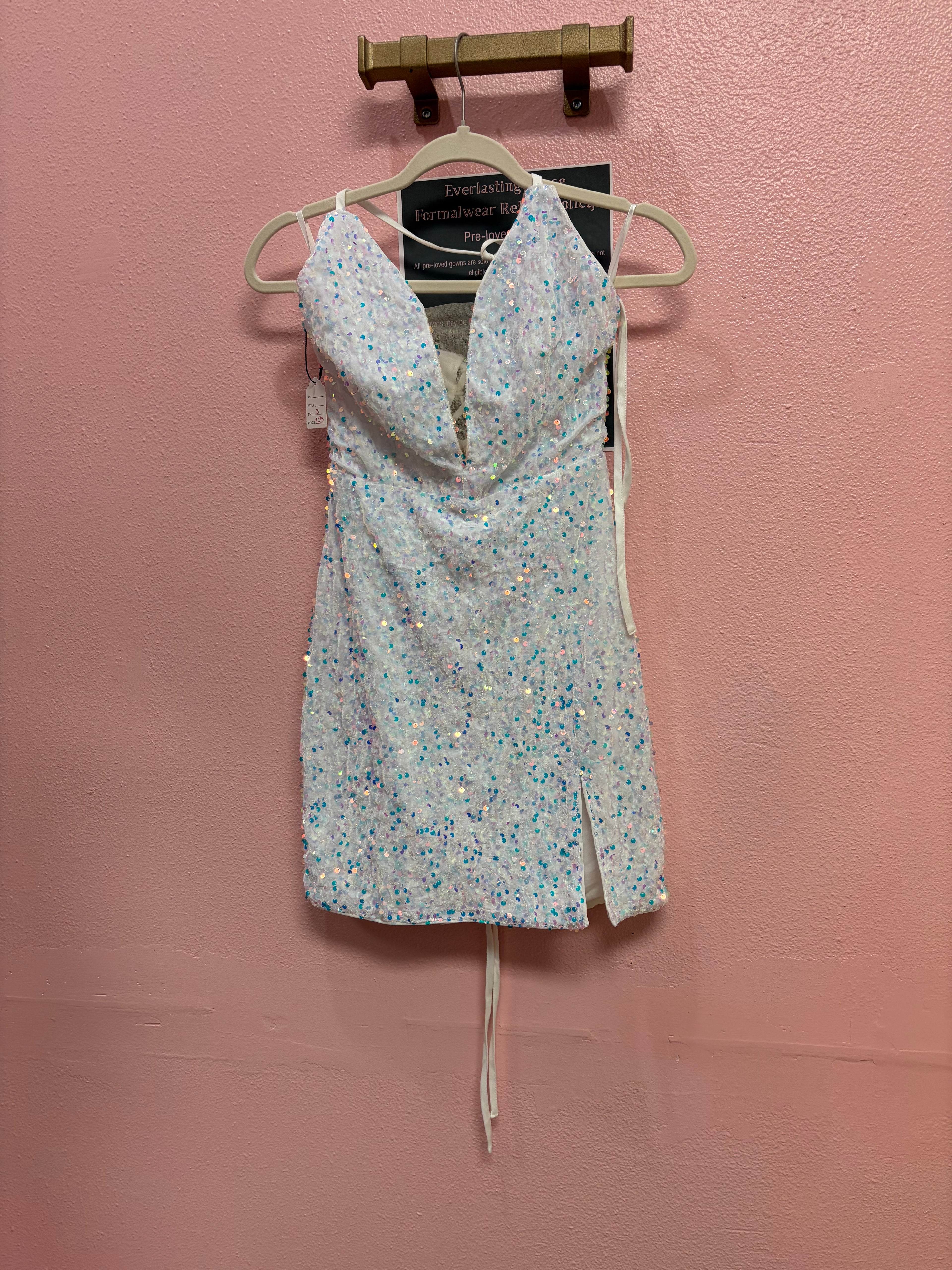 Iridescent Sequin Lace-Up Mini Dress