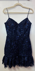 Jovani 40383 Navy Sequin Lace Corset Mini Dress