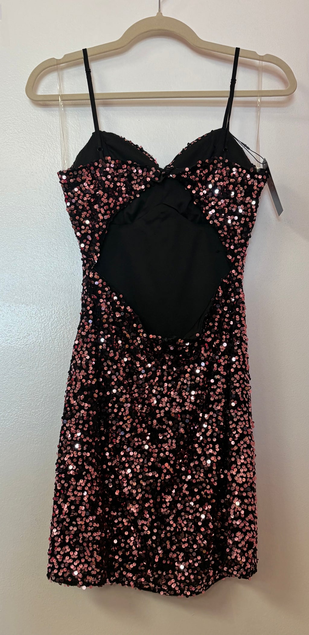Rose Gold Sequin Open Back Bodycon Homecoming Dress Sparkly Cocktail Mini