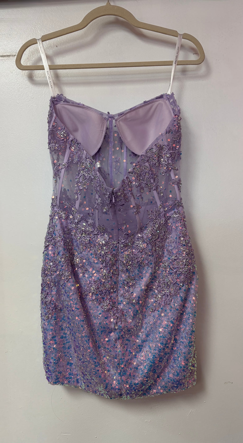 Rachel Allan 40126 Lilac Sequin Lace Corset Homecoming Dress