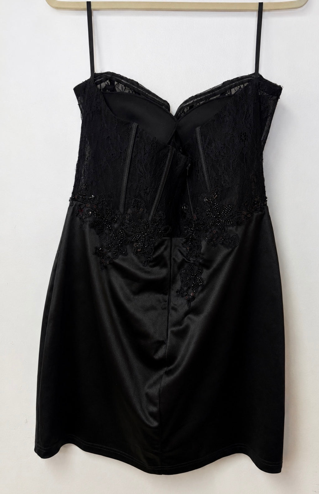 Windsor Black Strapless Satin & Lace Corset Cocktail Dress