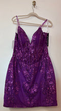 Jovani 04699 Purple Sequin Corset Homecoming Dress with Glitter Overlay