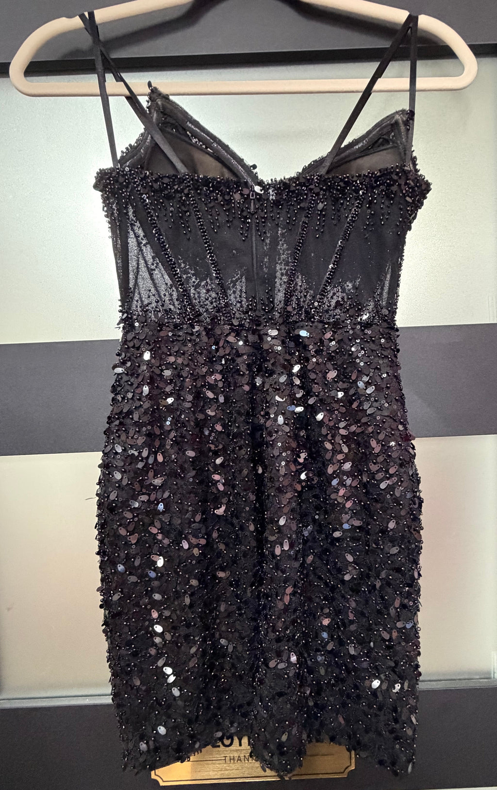 LaDivine CC332 Black Beaded Corset Mini Dress