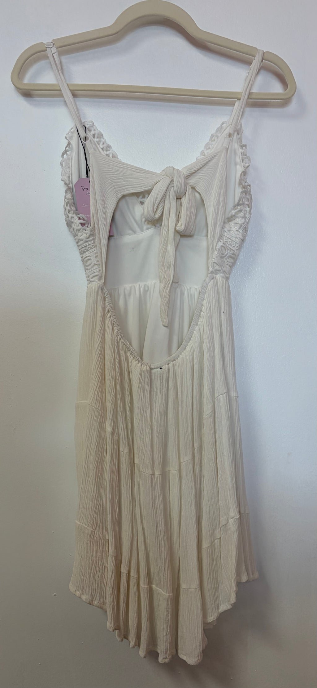 Windsor Ivory Crochet Lace Midi Dress with Open Back and Tie Detail