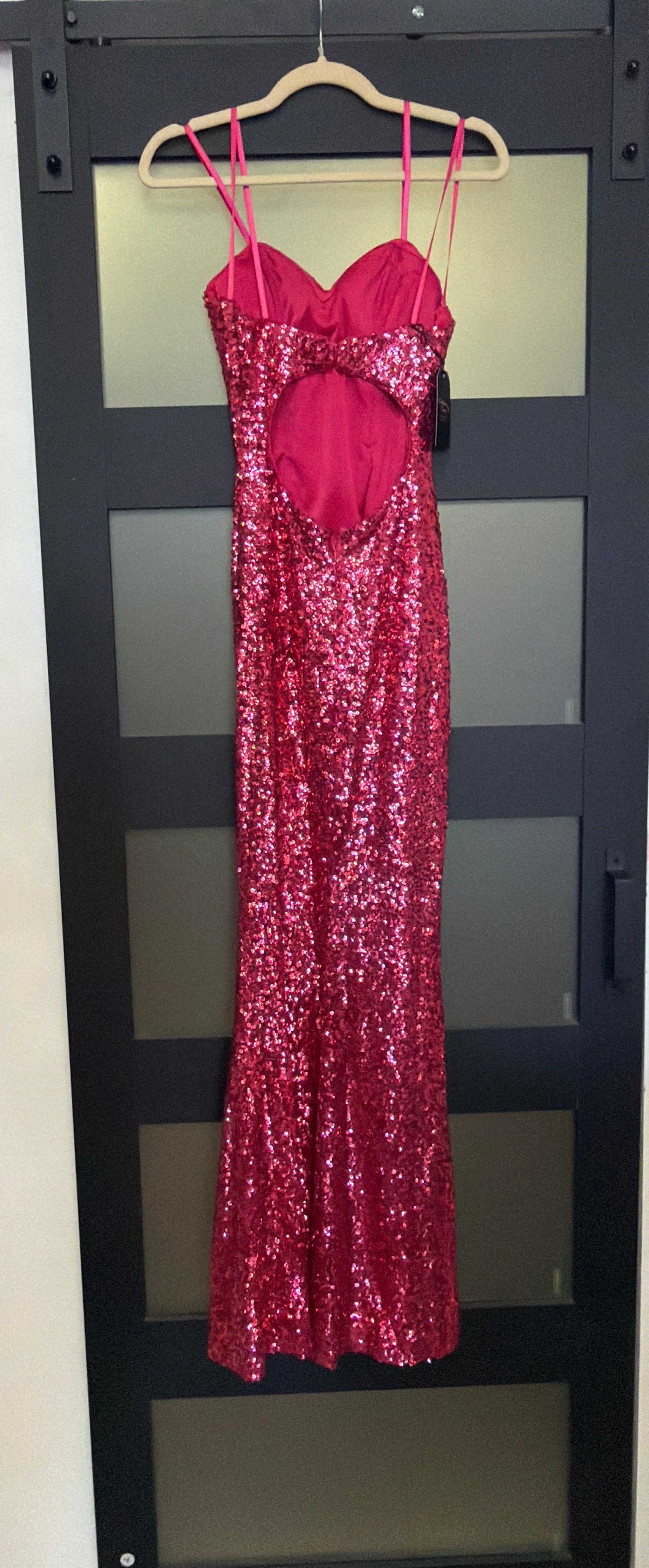 Pink sequins strapless Faviana gown