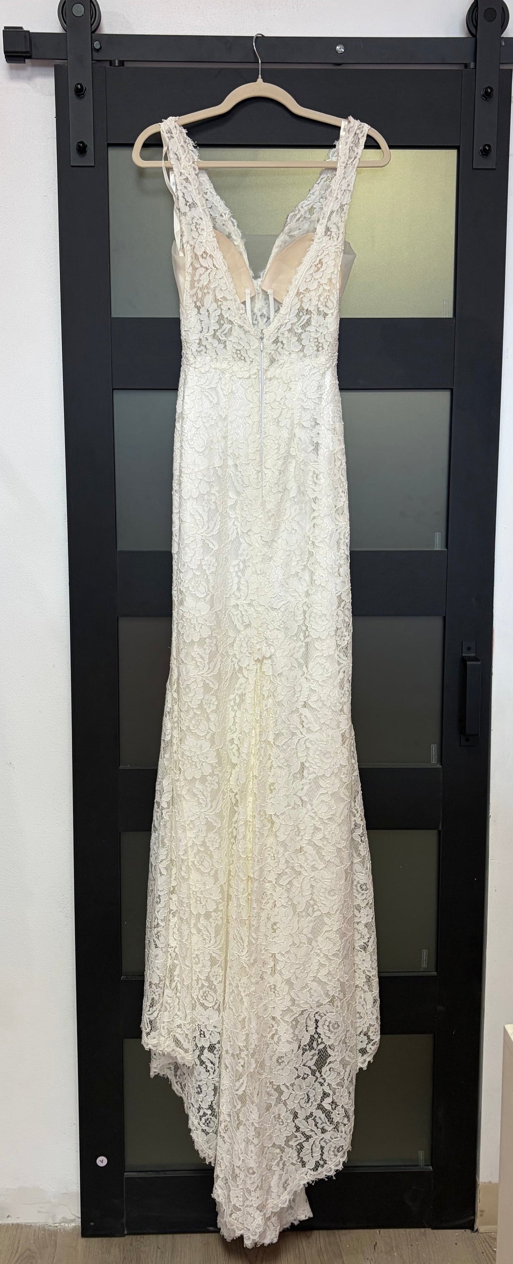 Soft Boho Bridal Gown with Deep V Neckline