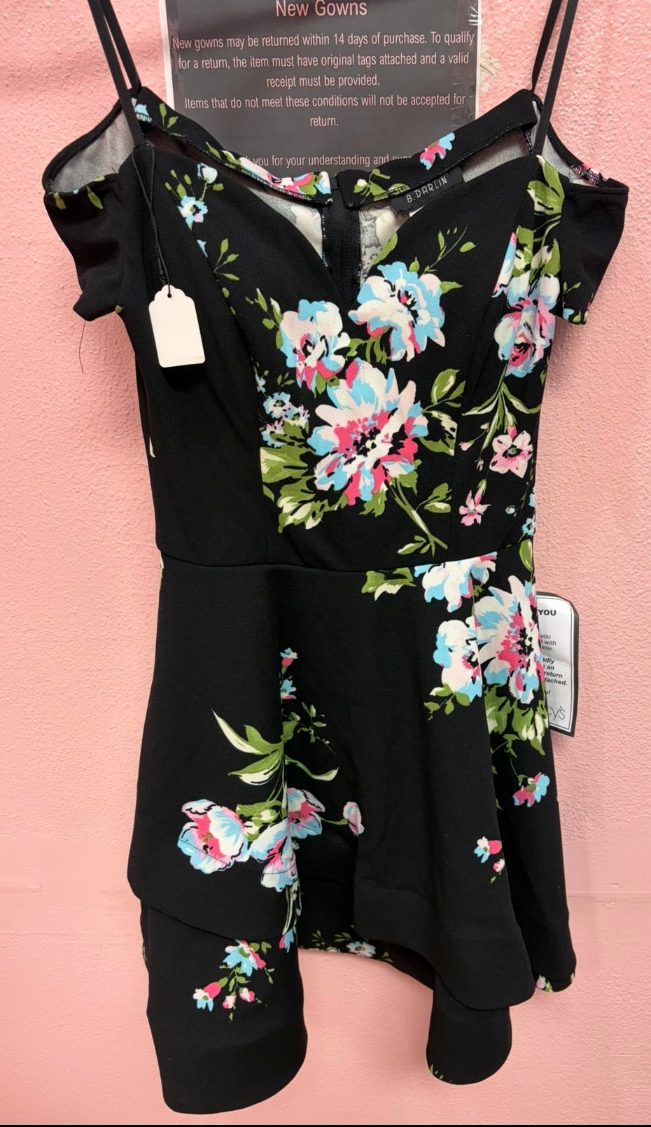 Black/multicolored floral minidress