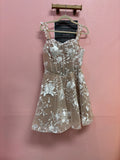 Nude Illusion Floral Embroidered Fit-and-Flare Dress