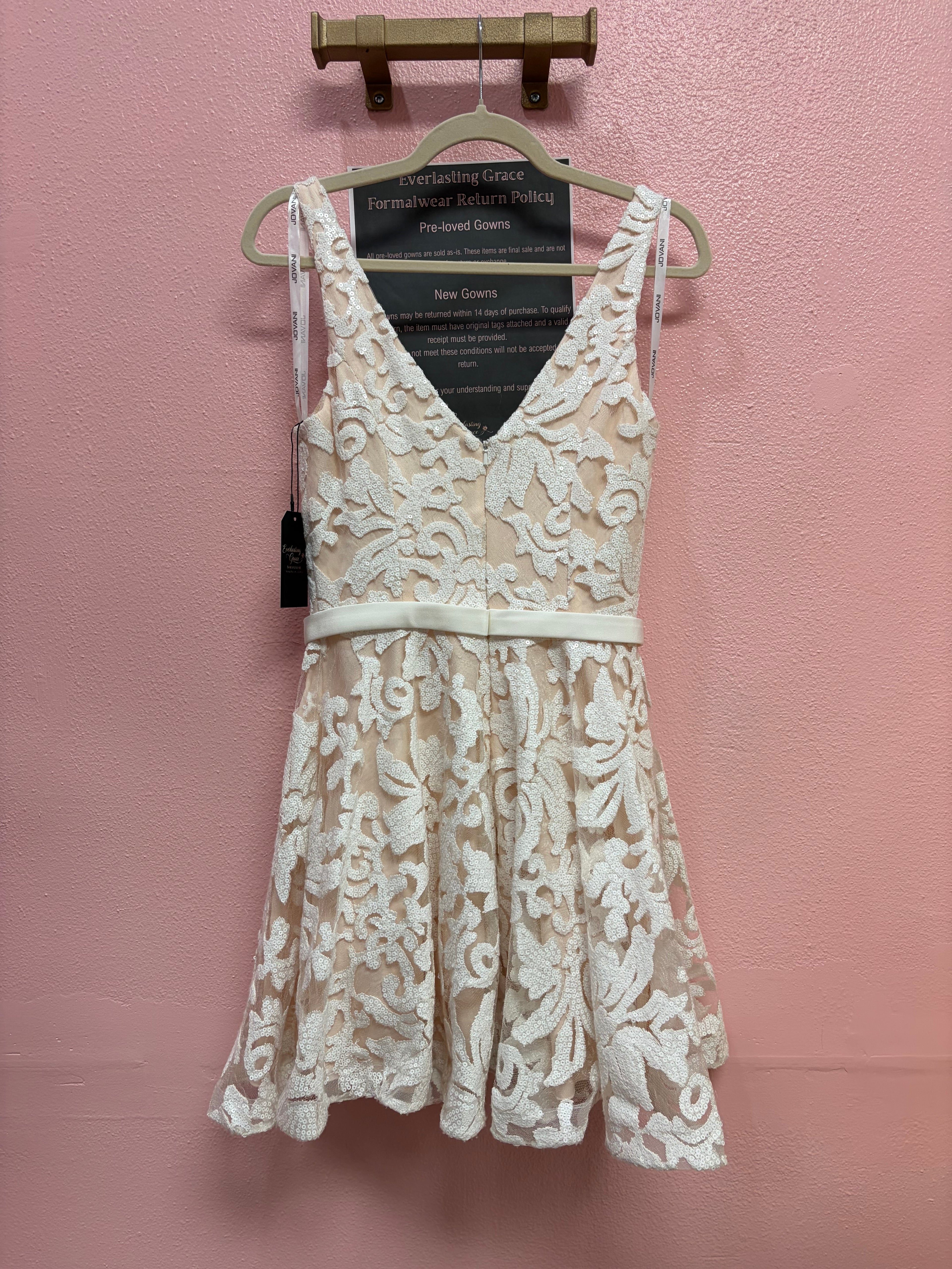 JVN by Jovani 47506 Nude & Ivory Sequin Fit-and-Flare Dress