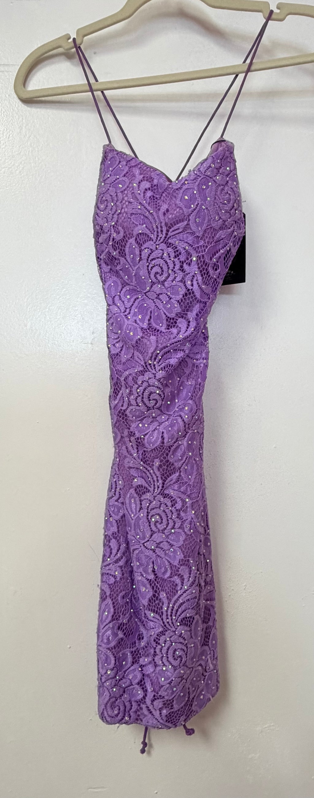 Sherri Hill Lilac Lace Rhinestone Lace-Up Homecoming Dress