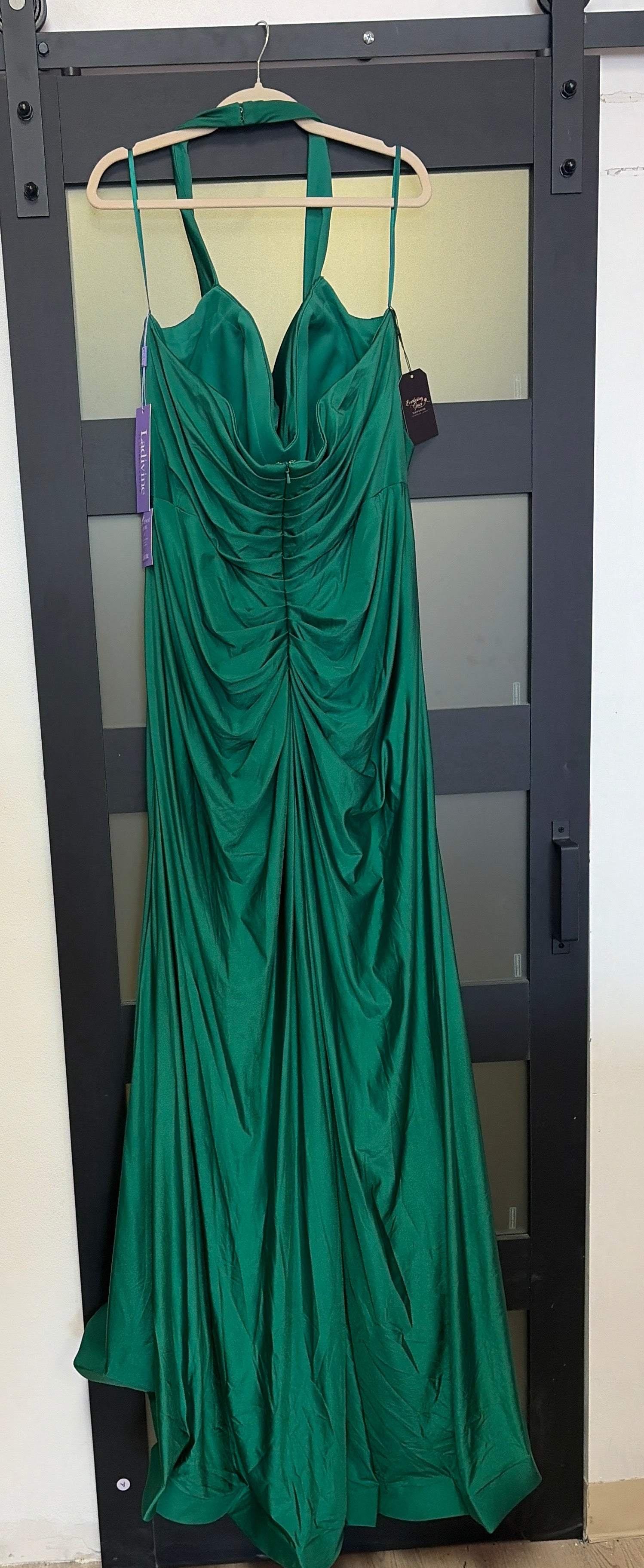 Emerald green Cinderella Divine halter gown