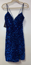 Juliet 865 Royal Blue Sequin Lace-Up Bodycon Homecoming Dress