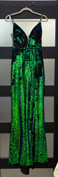 Jovani 63204 Green & Black Reversible Sequin Mermaid Prom Dress