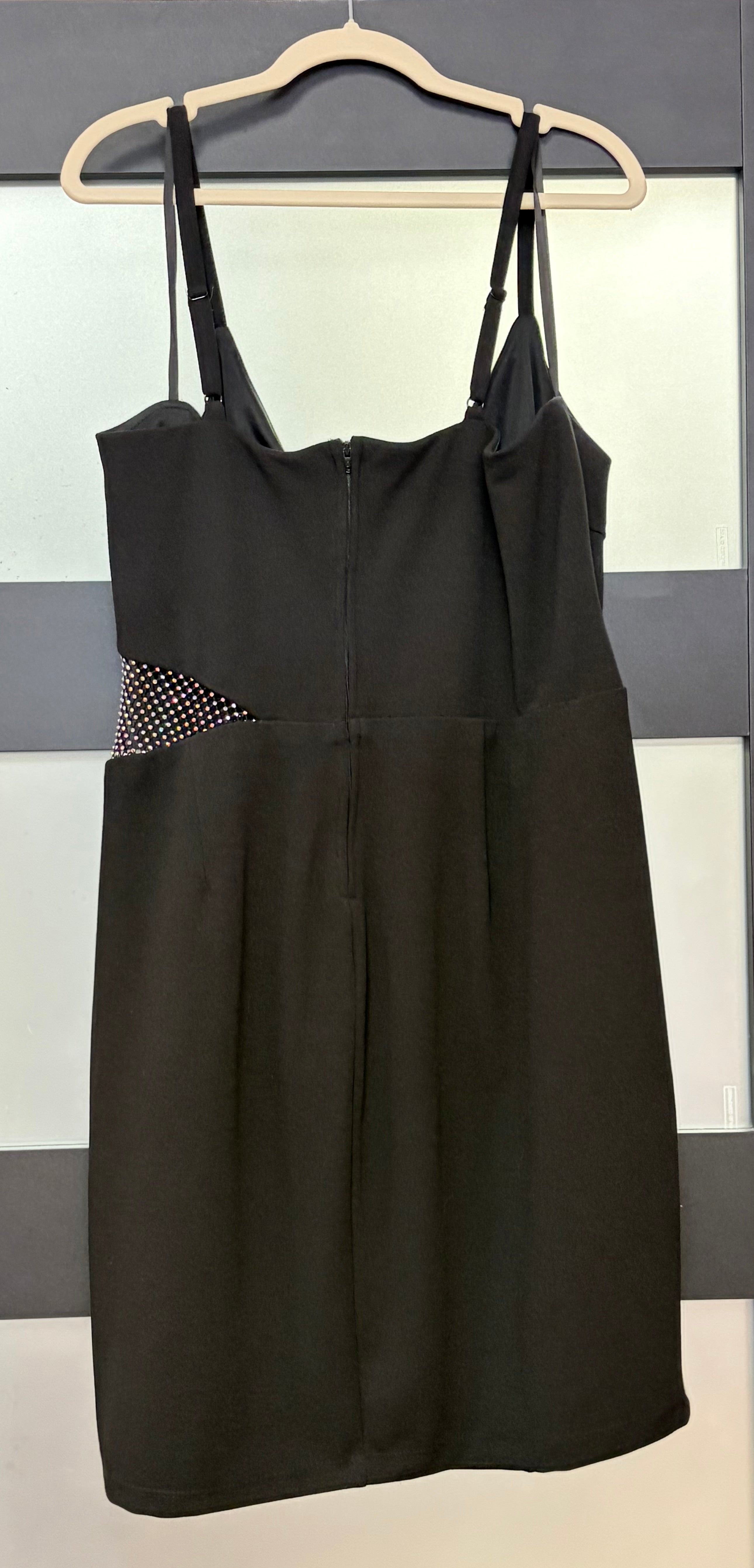 B. Darlin Black Rhinestone Cutout Cocktail Dress