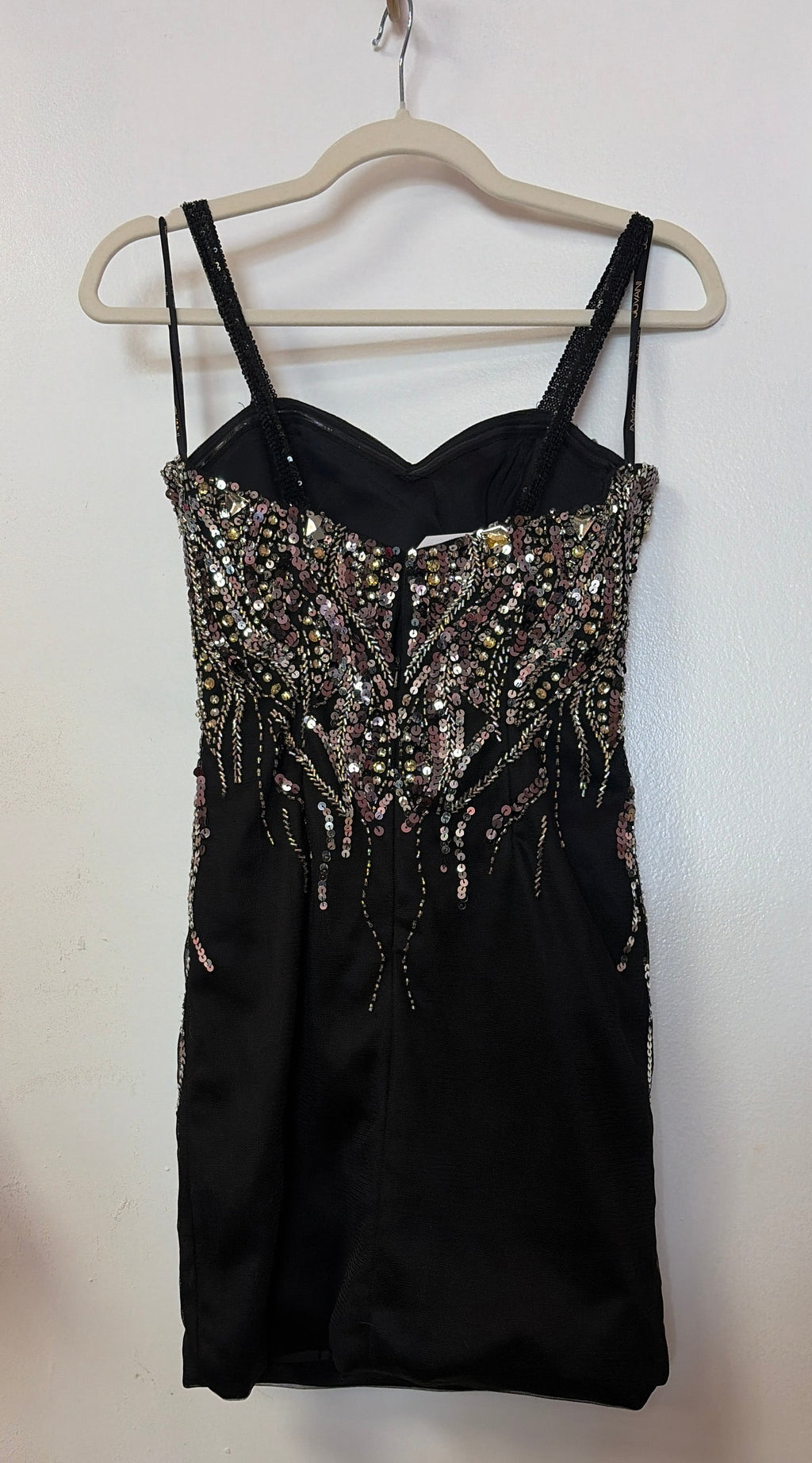 Jovani Black Beaded Bustier Cocktail Dress