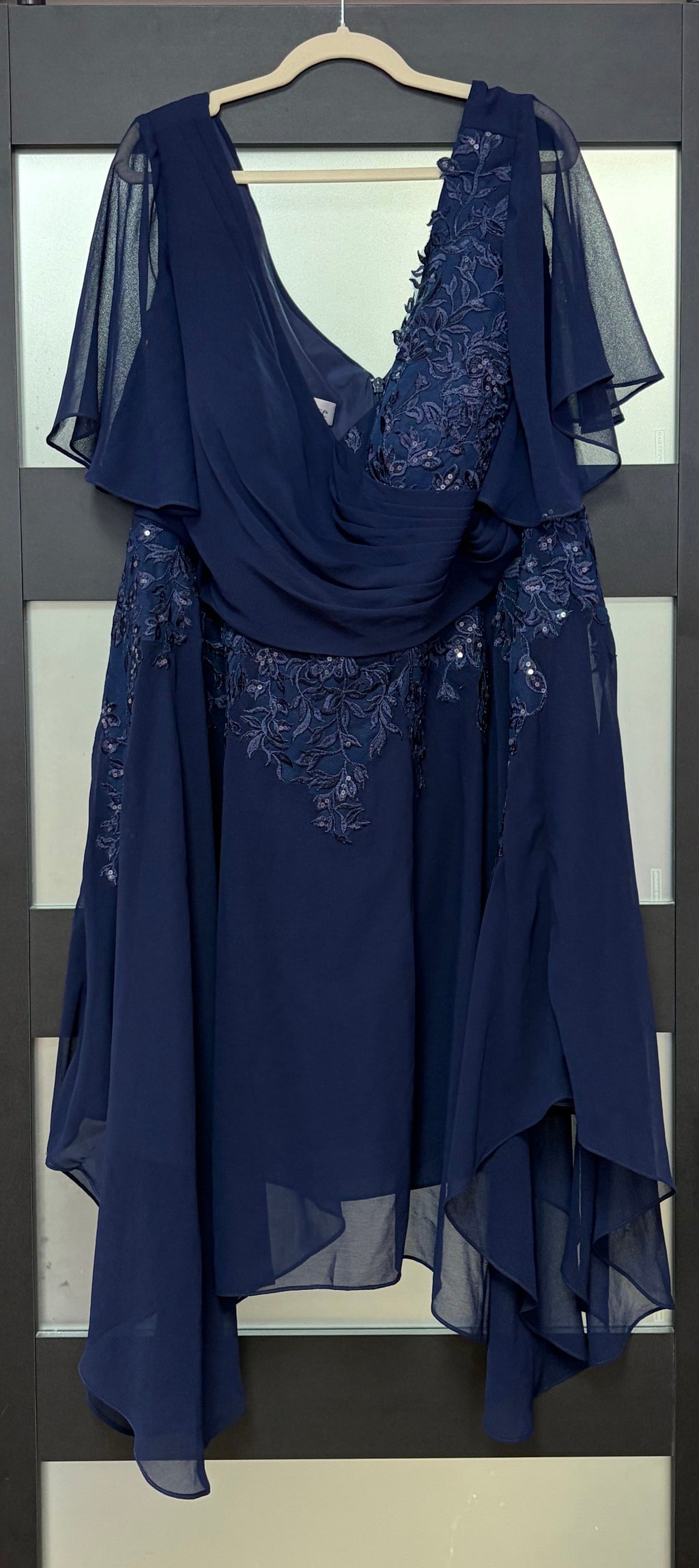 JJ’s House Navy Chiffon Lace Mother of the Occasion Dress