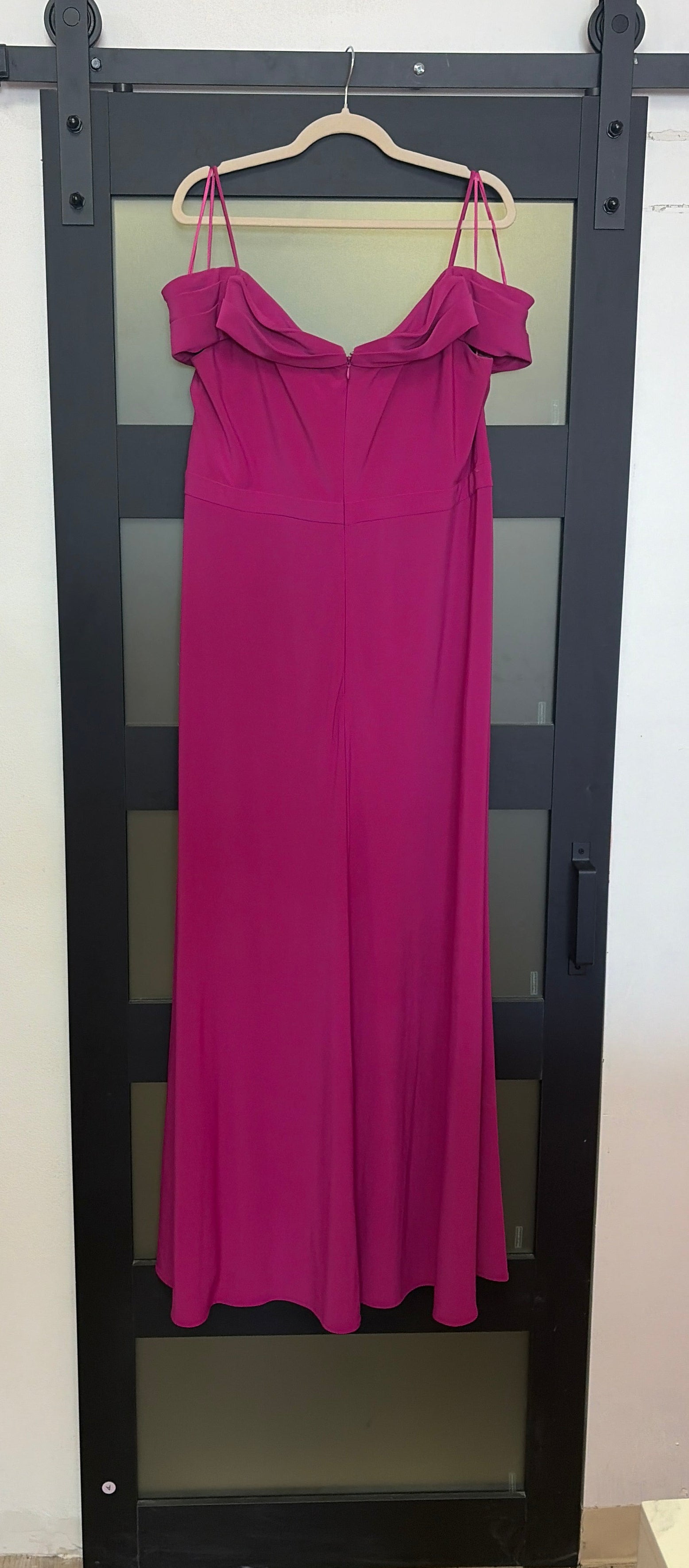 Morgan and Co Fuschia off shoulder gown