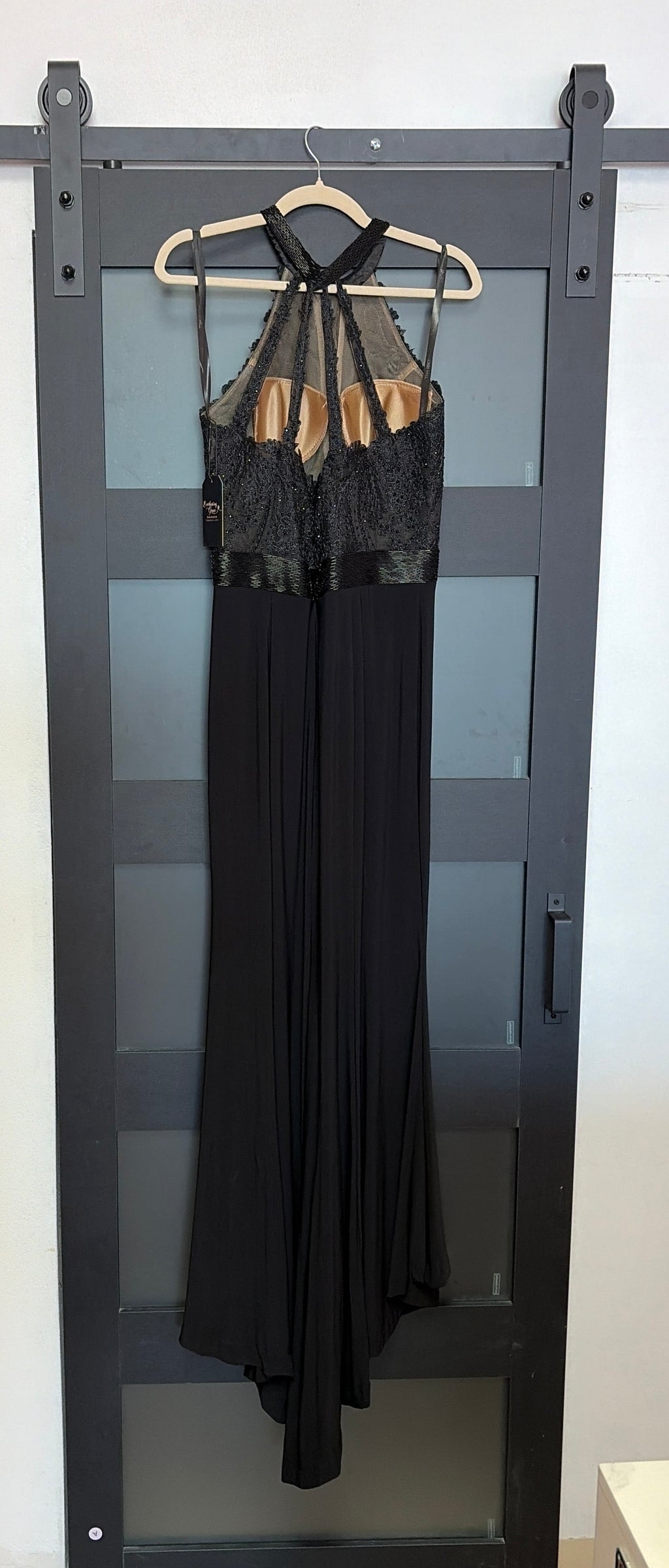 Black Sherri Hill 51899 gown with beaded,lace bust detail