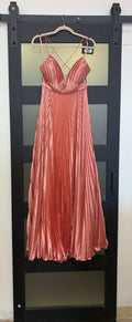 Mac Duggal rose gold flowy gown
