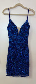 Amarra 87523 Royal Blue Floral Sequin Cocktail Dress