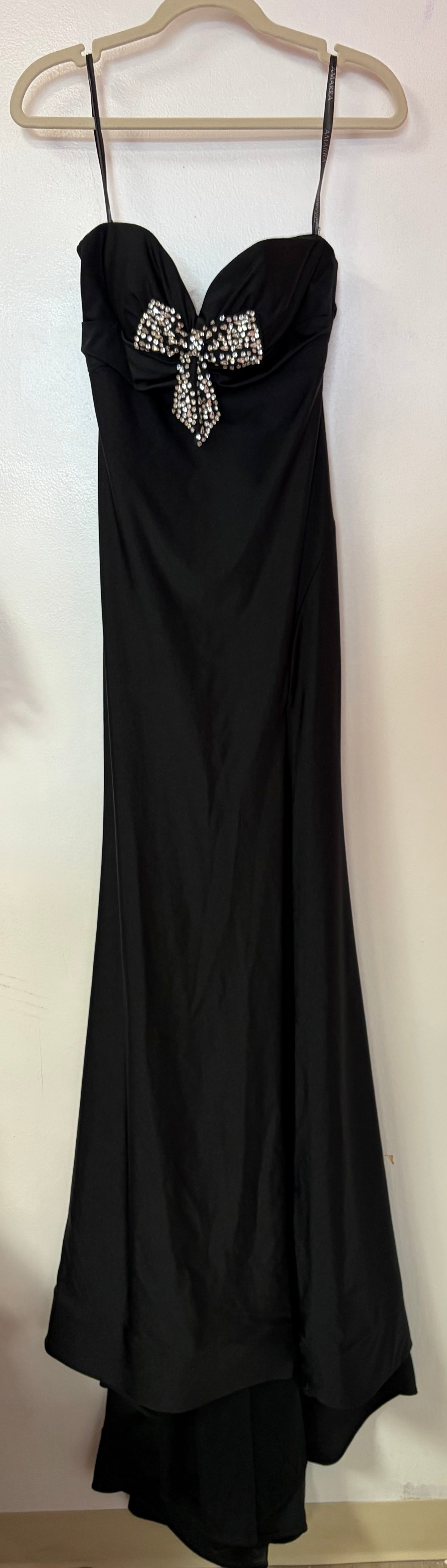 Amarra 88422 Black Rhinestone Bow Evening Gown