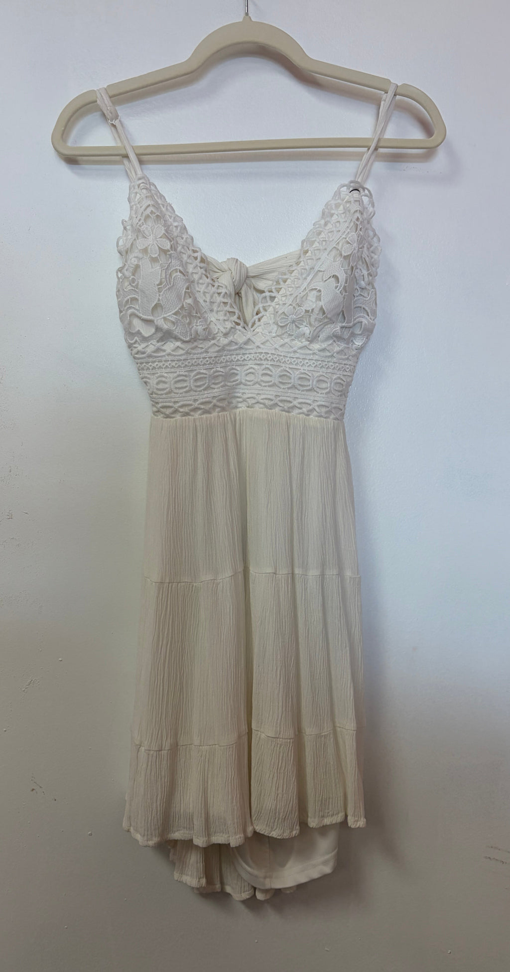 Windsor Ivory Crochet Lace Midi Dress with Open Back and Tie Detail