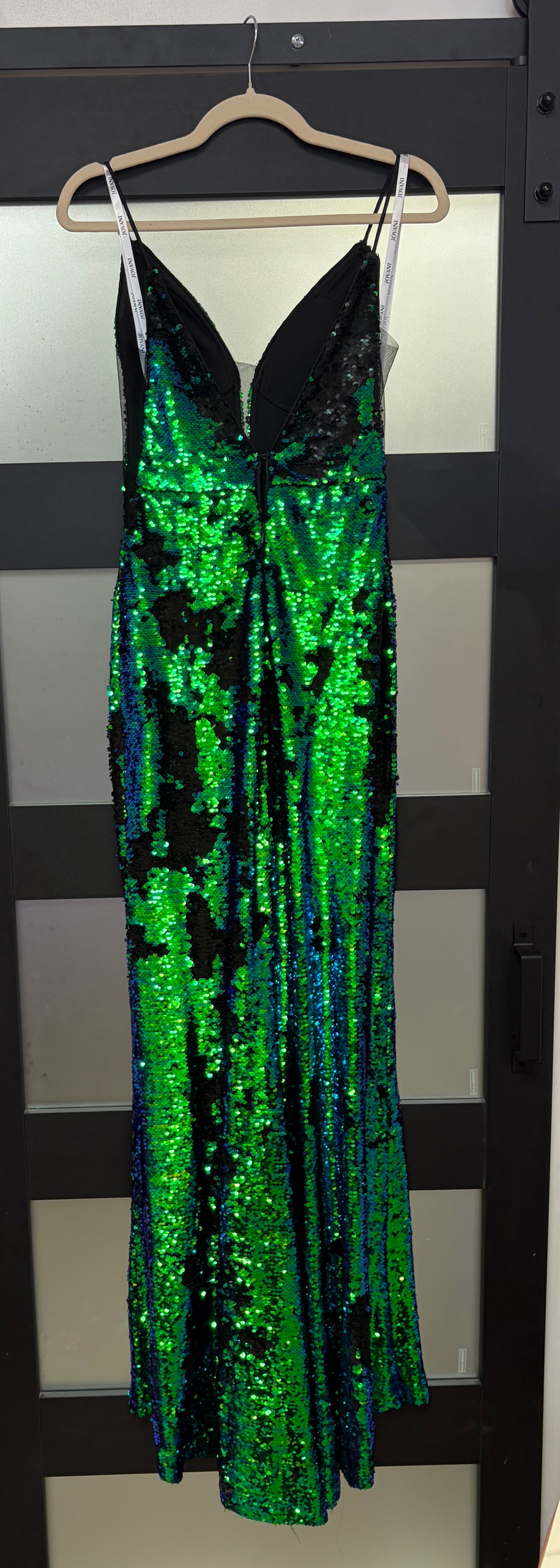 Jovani 63204 Green & Black Reversible Sequin Mermaid Prom Dress