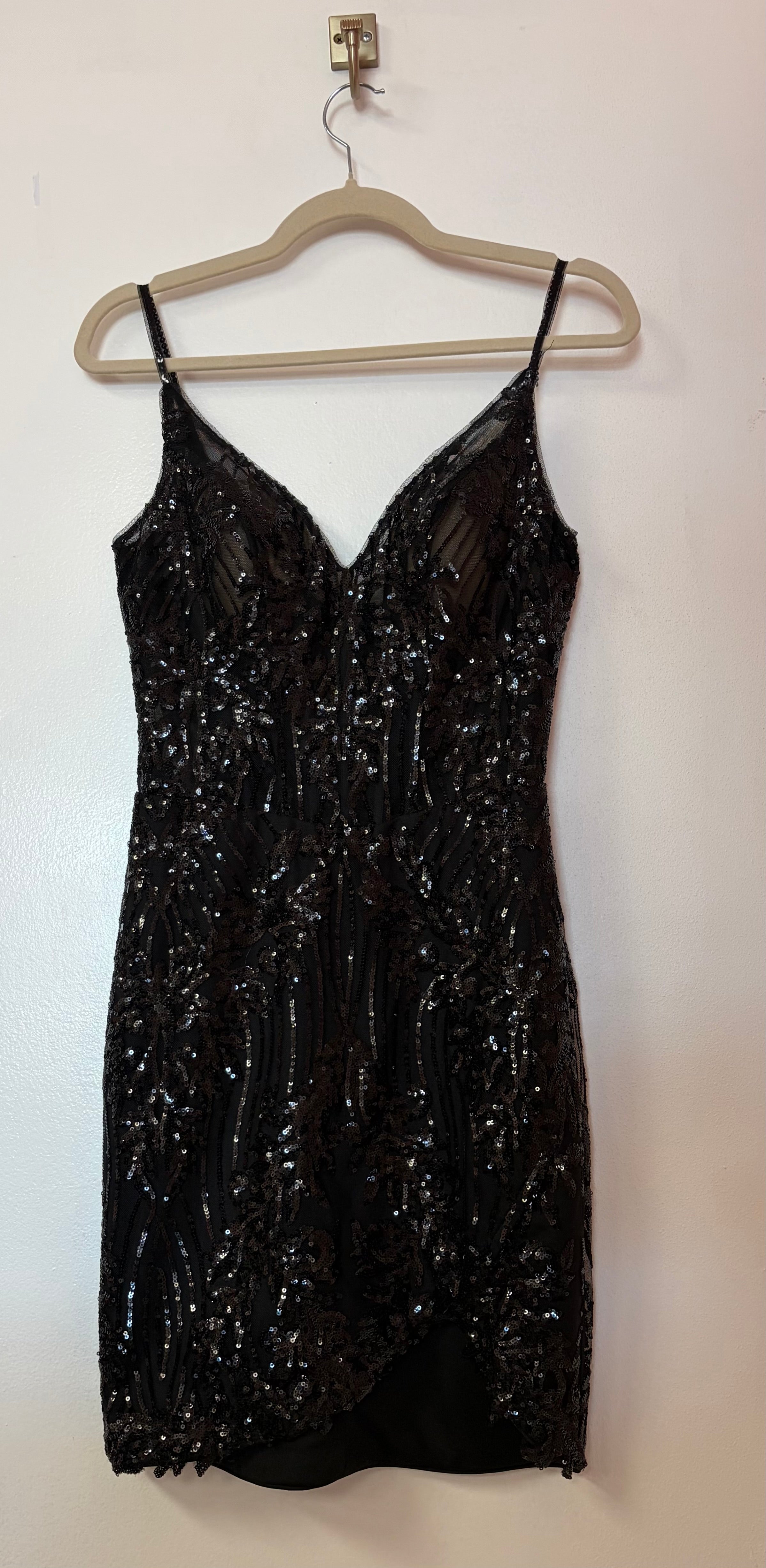 Jovani 25756 Black Sequin Embellished Homecoming Dress