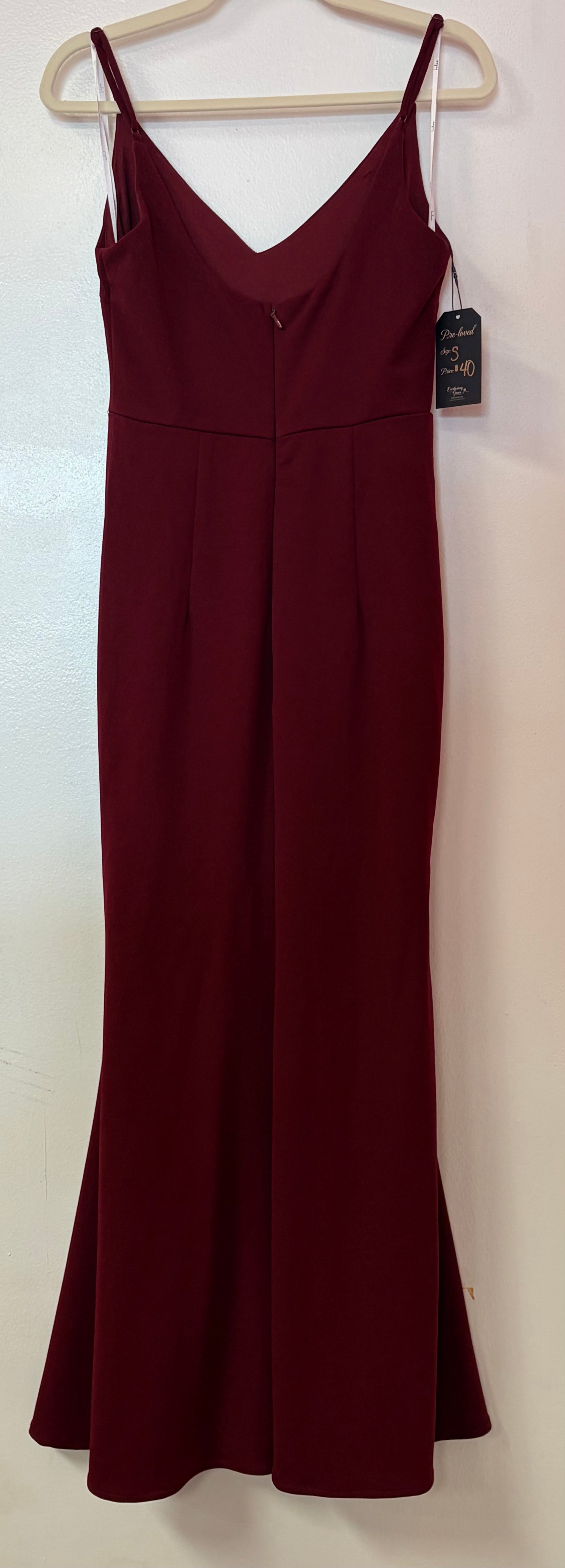 Lulus Burgundy V-Neck Satin Maxi Dress with Open Back