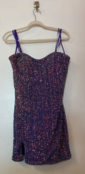 La Femme Midnight Sequin Homecoming Dress with Iridescent Sparkle Finish