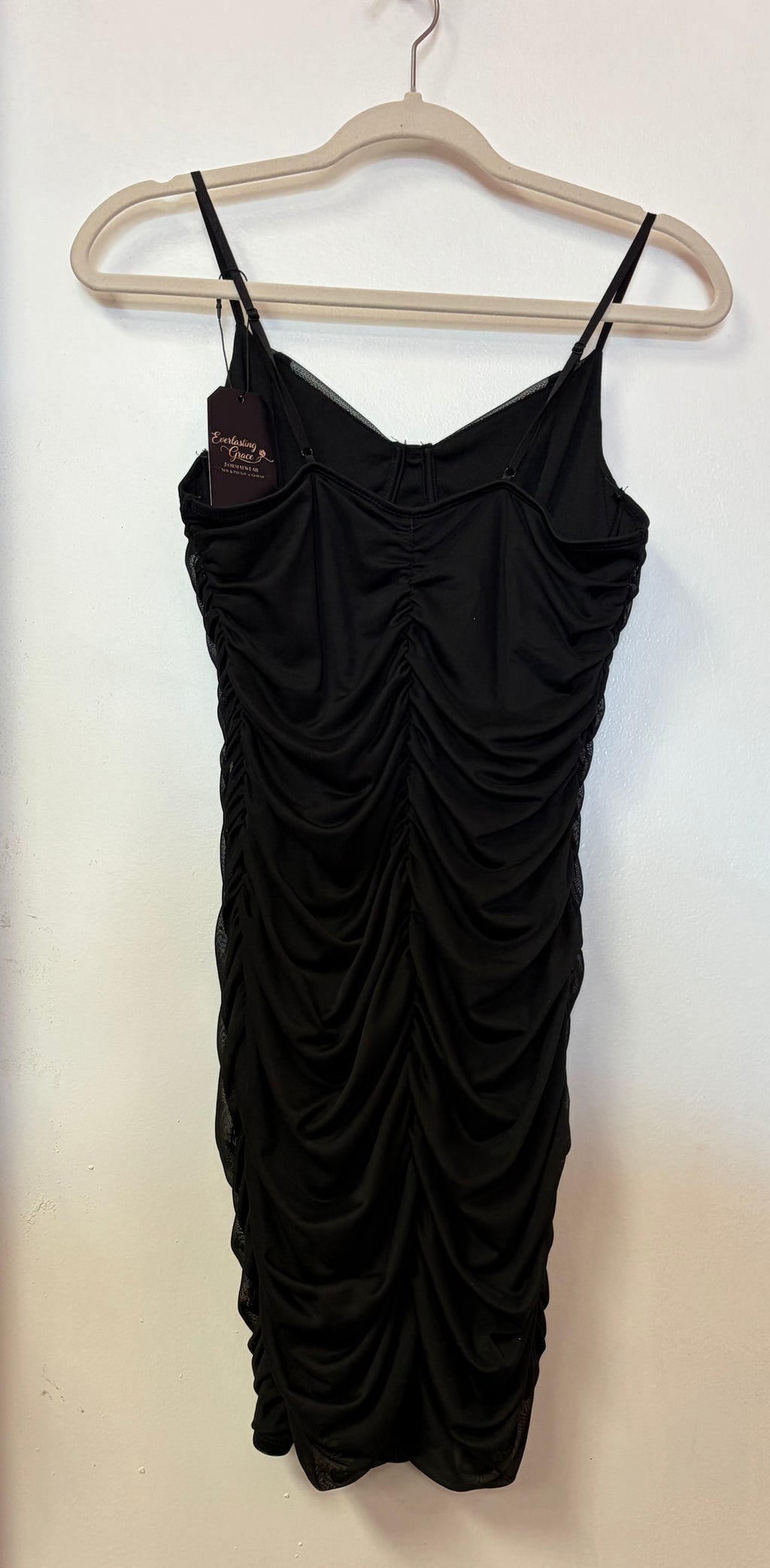 Black Ruched Bodycon Cocktail Dress