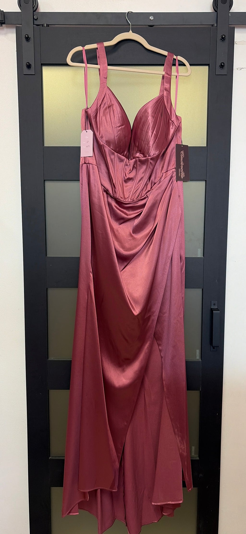Cinderella Divine wine colored evening gown