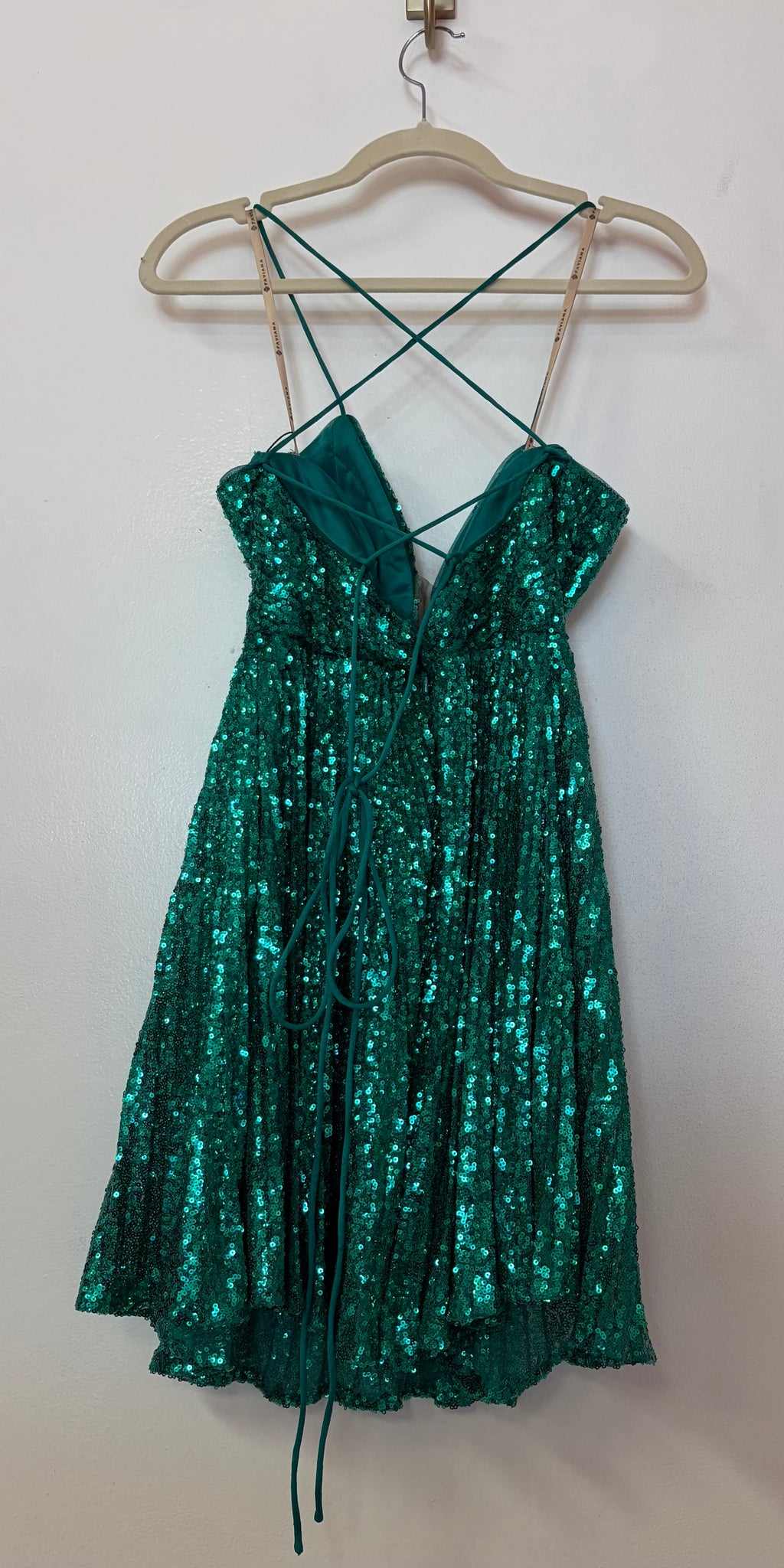 Faviana S10619 Emerald Sequin Fit & Flare Homecoming Dress